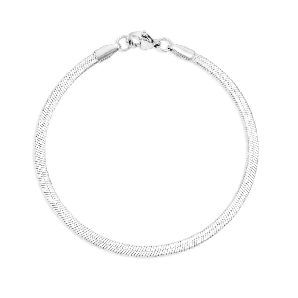Silver Herringbone Bracelet – Hypoallergenic, Tarnish & Water-Resistant, Luxury